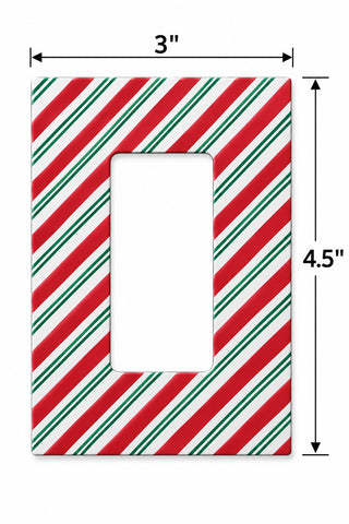 Switch Ups® Magnetic Insert – Candy Cane Stripes | Single Rocker / Decorator Receptacle