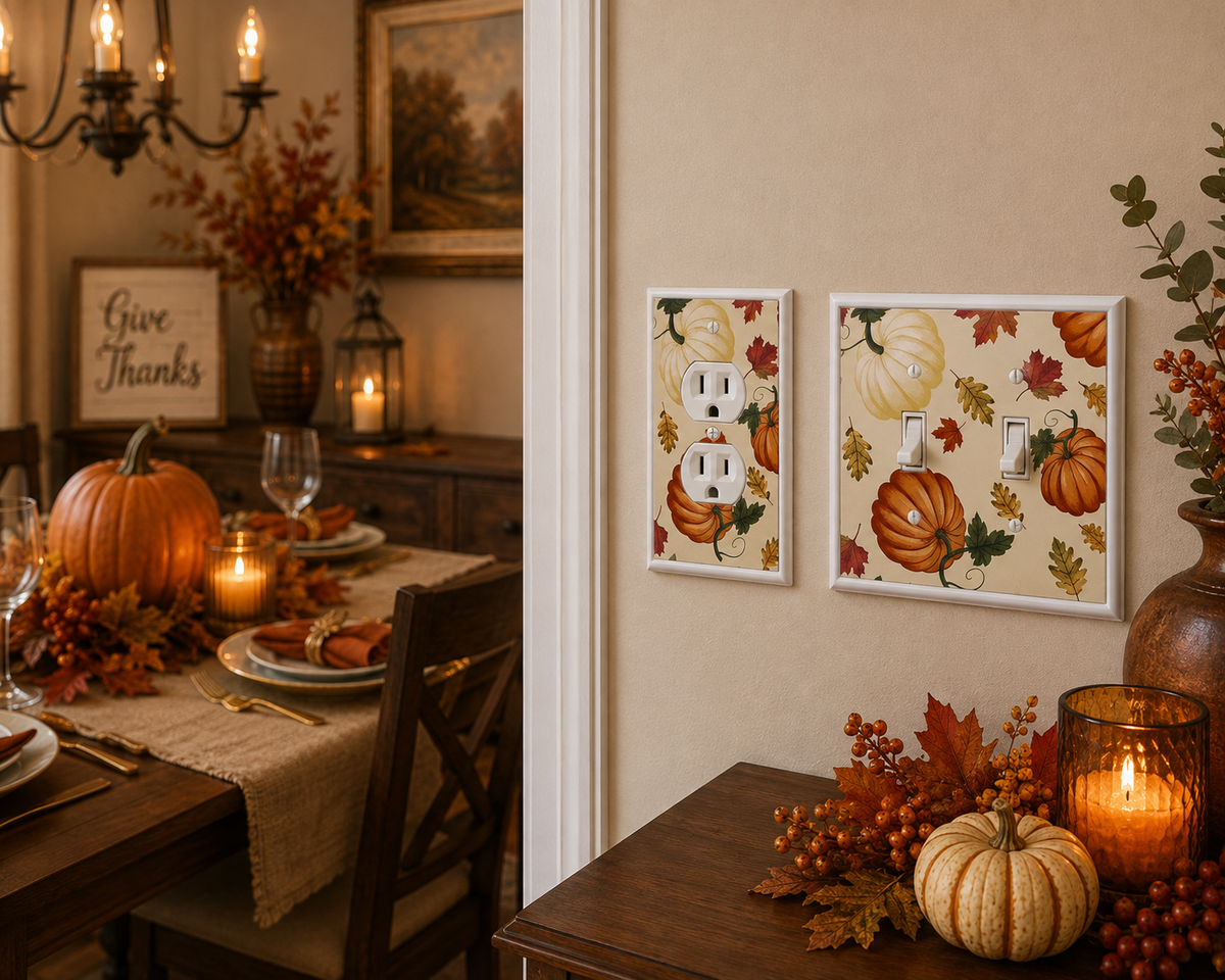 Fall Leaves and Pumpkins Decorative Magnetic Insert