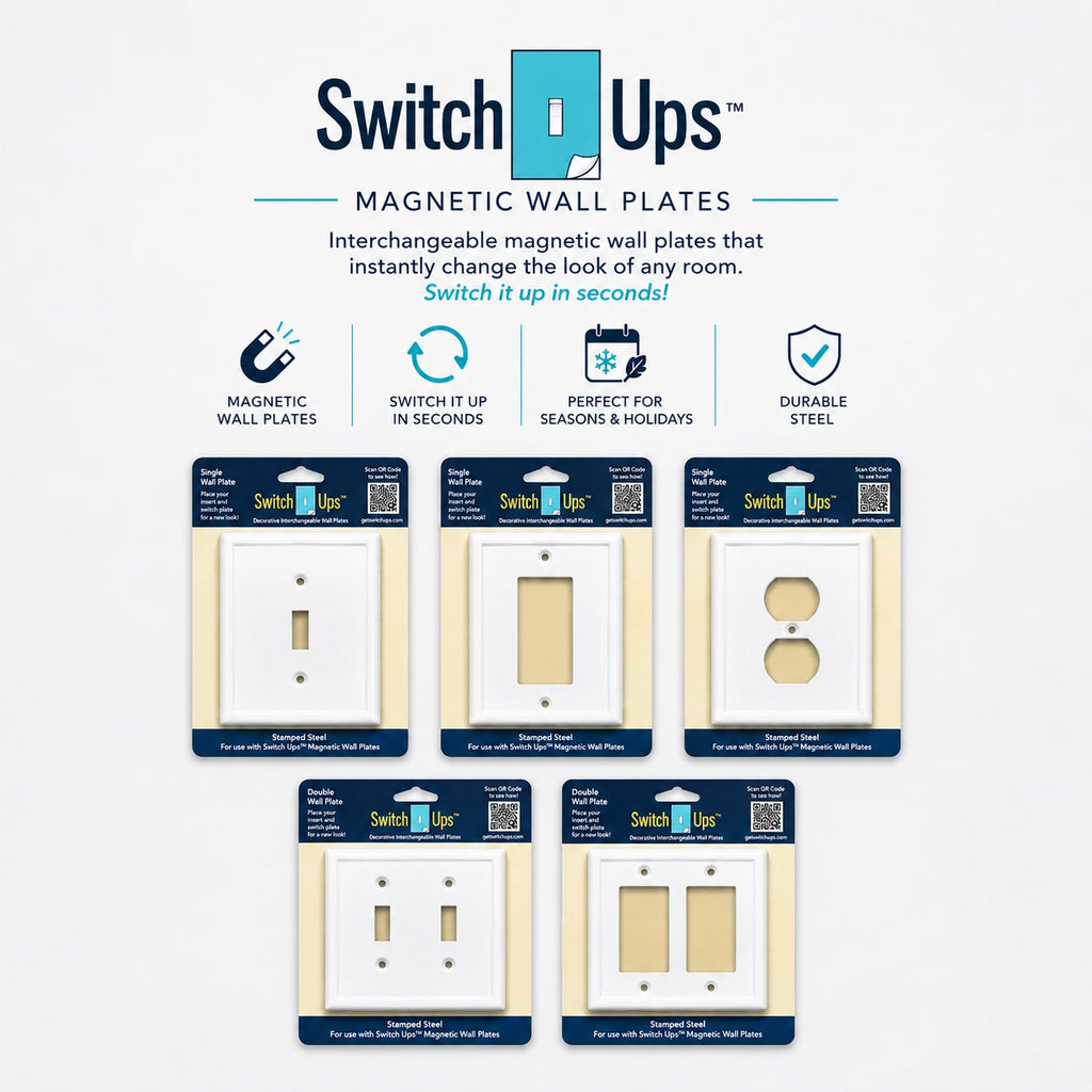 Switch Ups® Wall Plate – White Stamped Steel